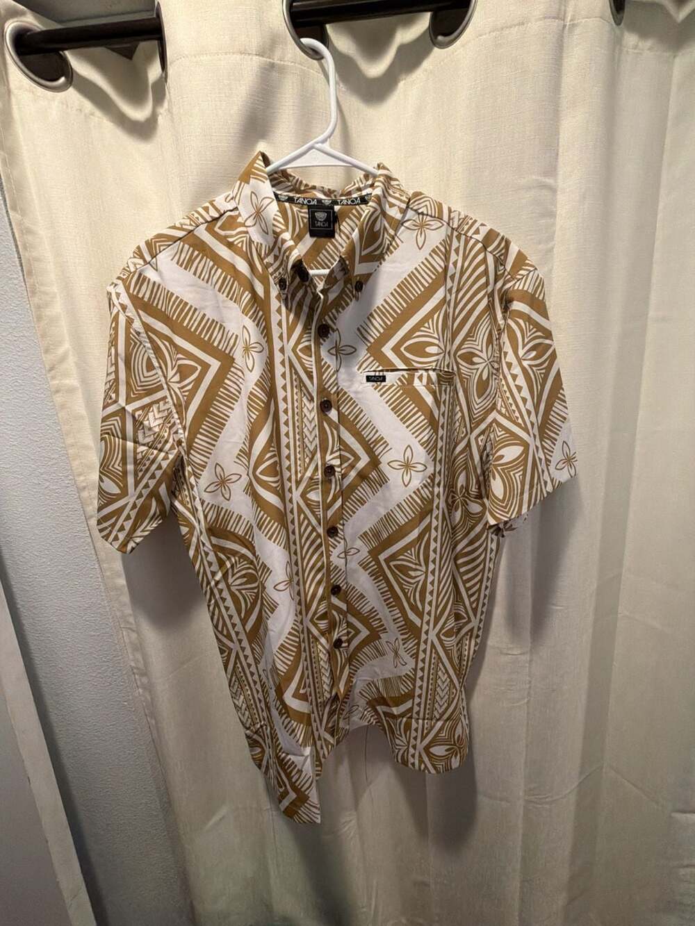 Tanoa Tuiga Mens 4-Way Stretch Shirt Gold Size L